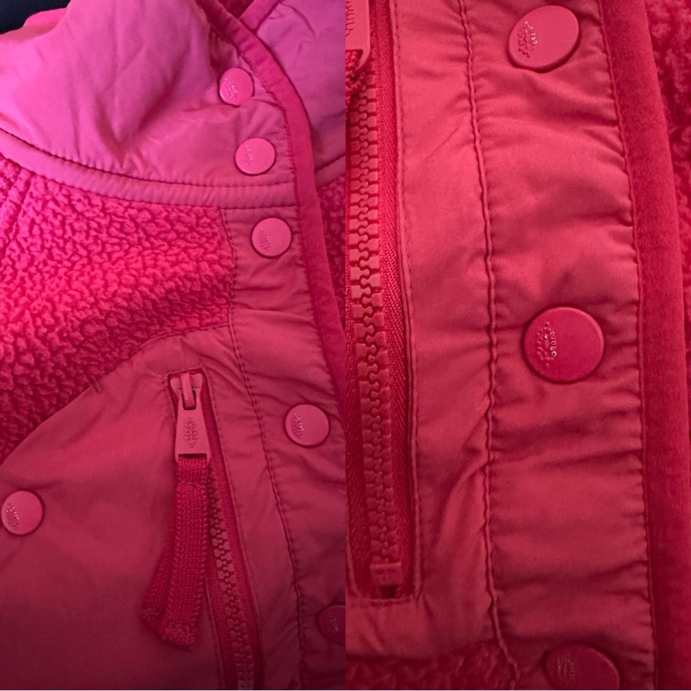 Free People FP Movement Hit The Slopes Fleece Jacket Coral Red Sherpa Size XL - Picture 3 of 16